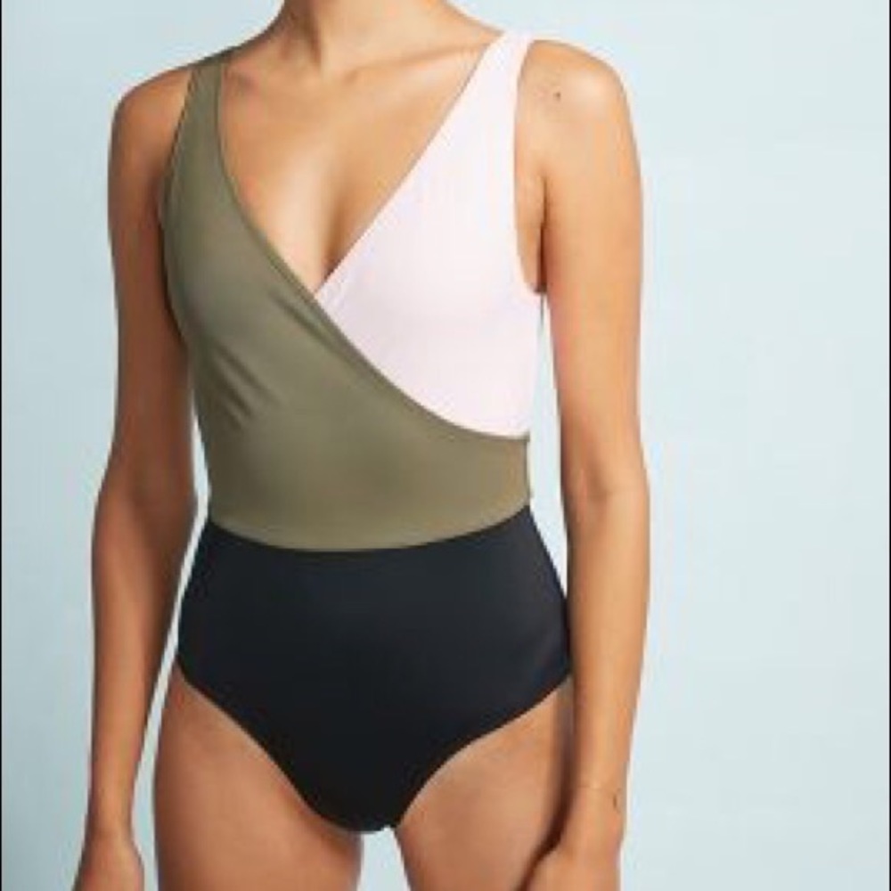 Anthropologie Solid & Striped The Ballerina Colorblocked One Piece Swimsuit